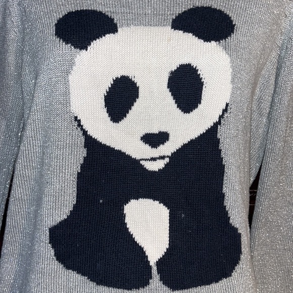Sweater Project silver shimmer panda print sweater - Picture 3 of 10